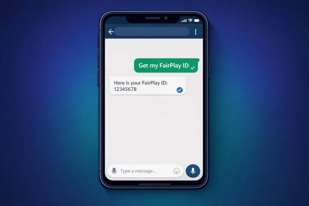 FairPlay ID creation process through WhatsApp message on mobile phone