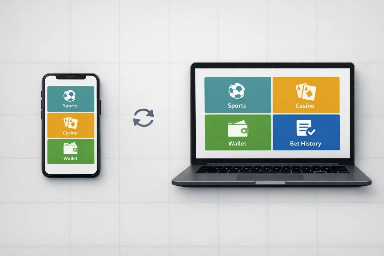 Fairplay login dashboard showing synced access on phone and desktop